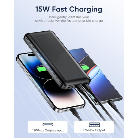 Portable-Charger - 2 Pack 15000mAh Dual USB Power Bank Output 5V3.1A Fast Charging Portable Charger Compatible with Smartphones and All USB Devices