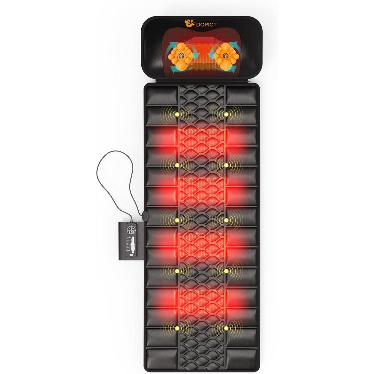 Massage-Mat, Detachable Neck Massager, Full Body Vibration Heating, with 10 Vibrating Motors and 9 Speed Settings for Home Office Use
