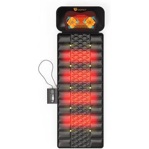 Massage-Mat, Detachable Neck Massager, Full Body Vibration Heating, with 10 Vibrating Motors and 9 Speed Settings for Home Office Use