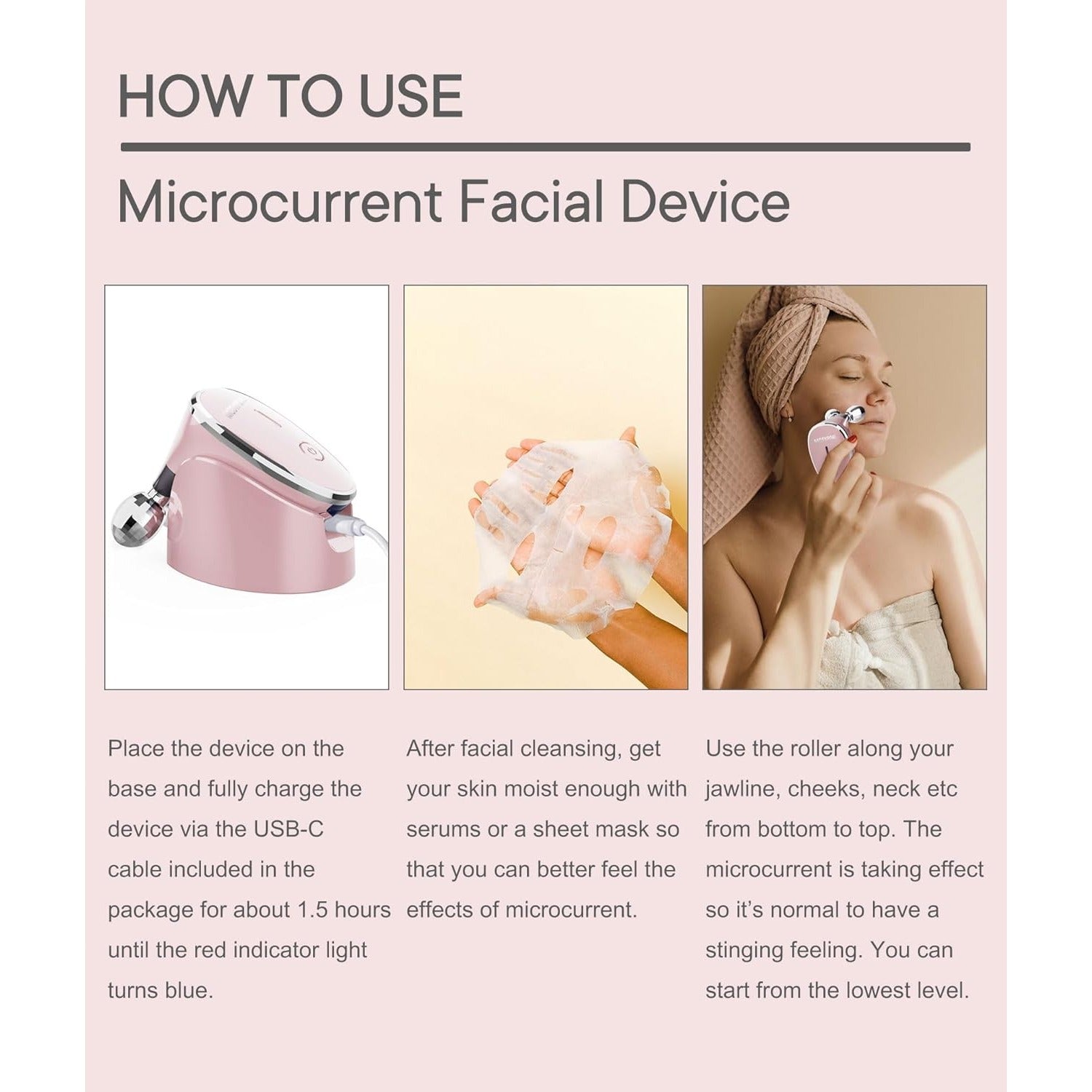 Microcurrent-Facial-Device, 5-in-1 Microcurrent Multifunctional Facial Massager, Face Roller Face Massager for Skin Care, Royal Blue