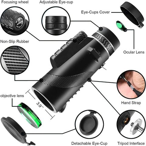 80x100 Monoculars-Smartphone Binoculars High-power Binoculars for Adults Stargazing Hunting Birdwatching Traveling Camping Hiking