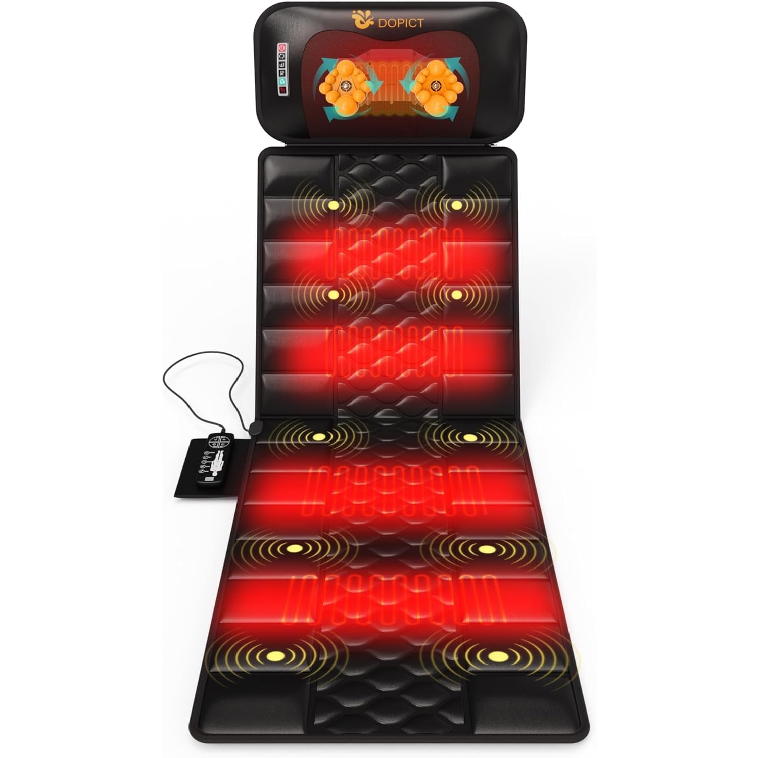 Massage-Mat, Detachable Neck Massager, Full Body Vibration Heating, with 10 Vibrating Motors and 9 Speed Settings for Home Office Use