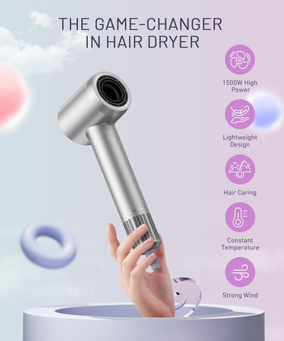 Hair Dryer 150000 RPM High-Speed Brushless Motor Negative Ionic Blow Dryer for Fast Drying, Low Noise Thermo-Control Hair-Dryer-with-Diffuser and Nozzle