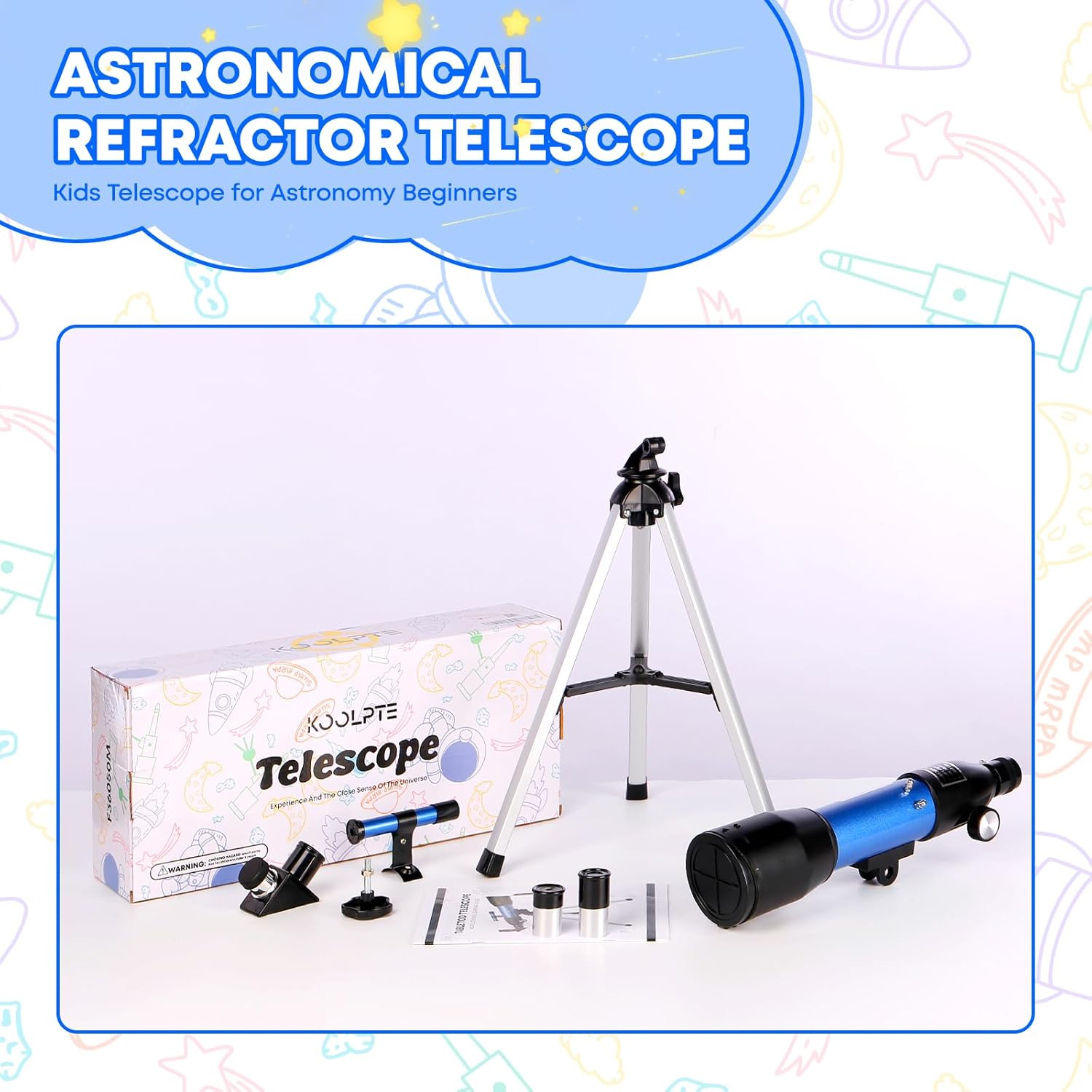 Kids Telescope, 50mm Aperture 360mm Refractor Telescope with Tabletop Tripod and Two Eyepieces, Perfect for Astronomy Beginners, for Kid 6 to 18 Years Old, Exclusive Kids Toy Gift