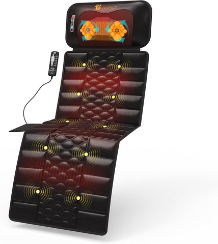 Massage-Mat, Detachable Neck Massager, Full Body Vibration Heating, with 10 Vibrating Motors and 9 Speed Settings for Home Office Use