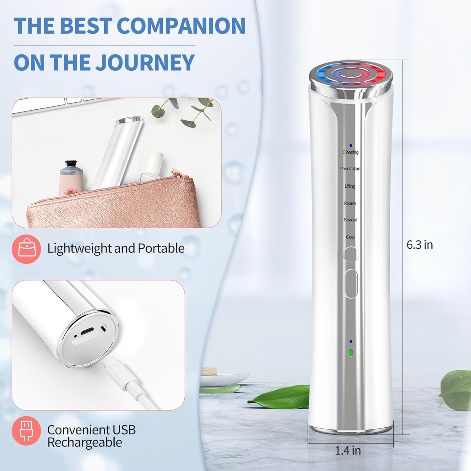 Microcurrent Facial Device, Facial Massager, Home Use Skin Tightening Machine Light Therapy for Face Eye Neck Lifting 6 in 1 Skin Care Tool