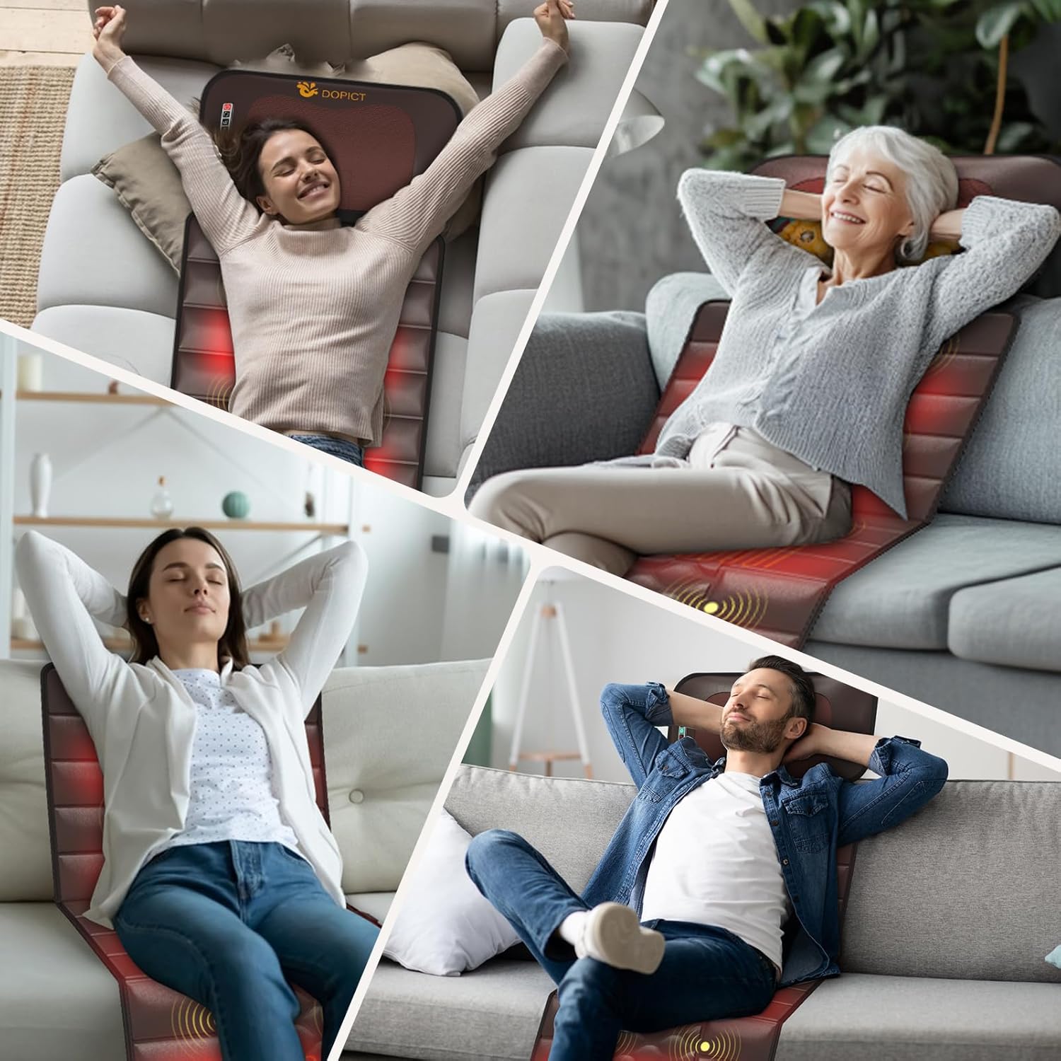 Massage-Mat, Detachable Neck Massager, Full Body Vibration Heating, with 10 Vibrating Motors and 9 Speed Settings for Home Office Use