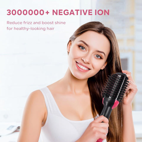 Hair Dryer Blow Dryer Brush, Hair Dryer and Styler Volumizer, Hot Air Brush for Straightening, Curling, Drying, Salon, One Step Styling Tools Pink