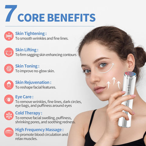 Microcurrent Facial Device, Facial Massager, Home Use Skin Tightening Machine Light Therapy for Face Eye Neck Lifting 6 in 1 Skin Care Tool