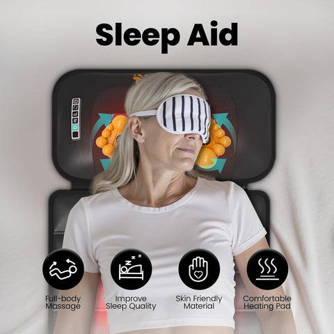 Massage-Mat, Detachable Neck Massager, Full Body Vibration Heating, with 10 Vibrating Motors and 9 Speed Settings for Home Office Use