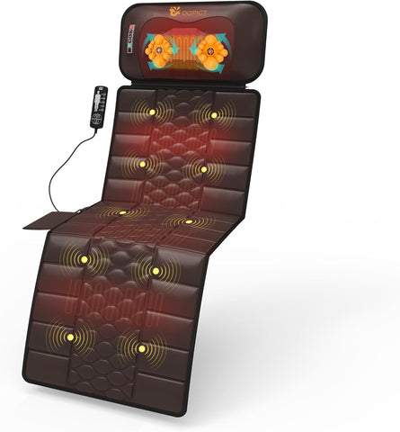 Massage-Mat, Detachable Neck Massager, Full Body Vibration Heating, with 10 Vibrating Motors and 9 Speed Settings for Home Office Use