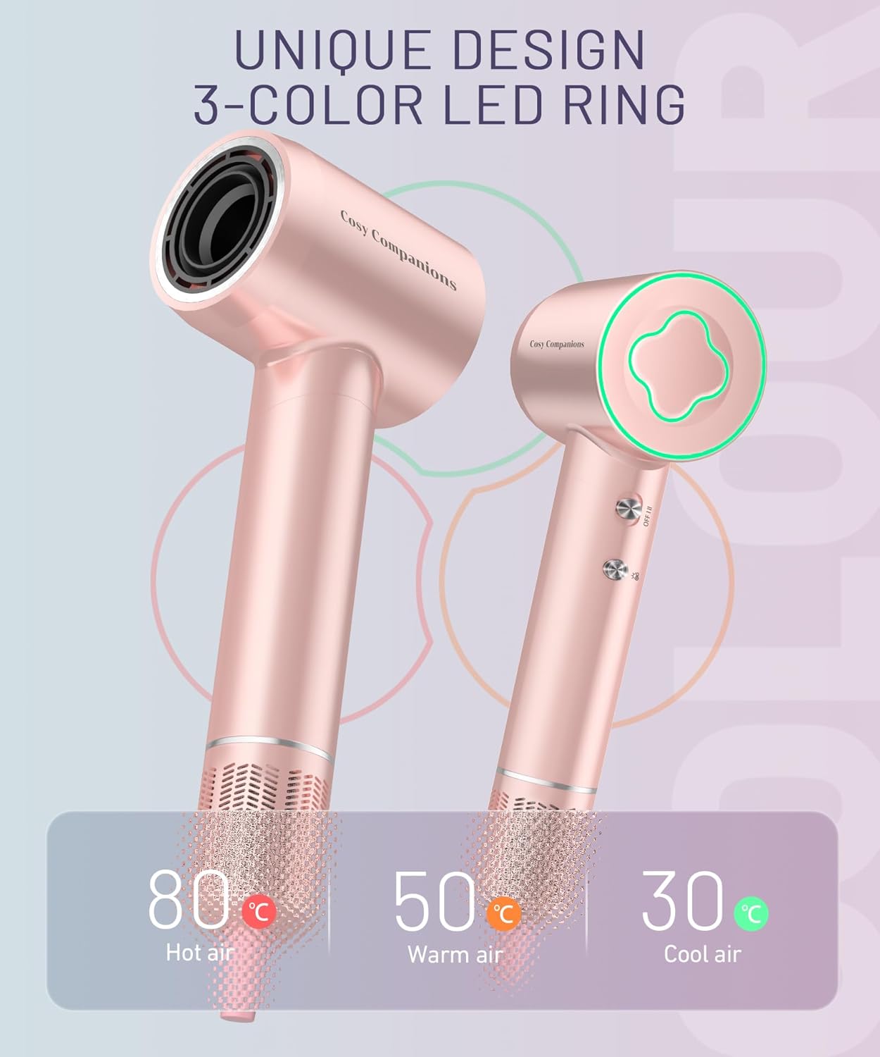 Hair Dryer 150000 RPM High-Speed Brushless Motor Negative Ionic Blow Dryer for Fast Drying, Low Noise Thermo-Control Hair-Dryer-with-Diffuser and Nozzle
