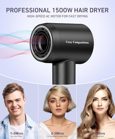 Hair Dryer 150000 RPM High-Speed Brushless Motor Negative Ionic Blow Dryer for Fast Drying, Low Noise Thermo-Control Hair-Dryer-with-Diffuser and Nozzle