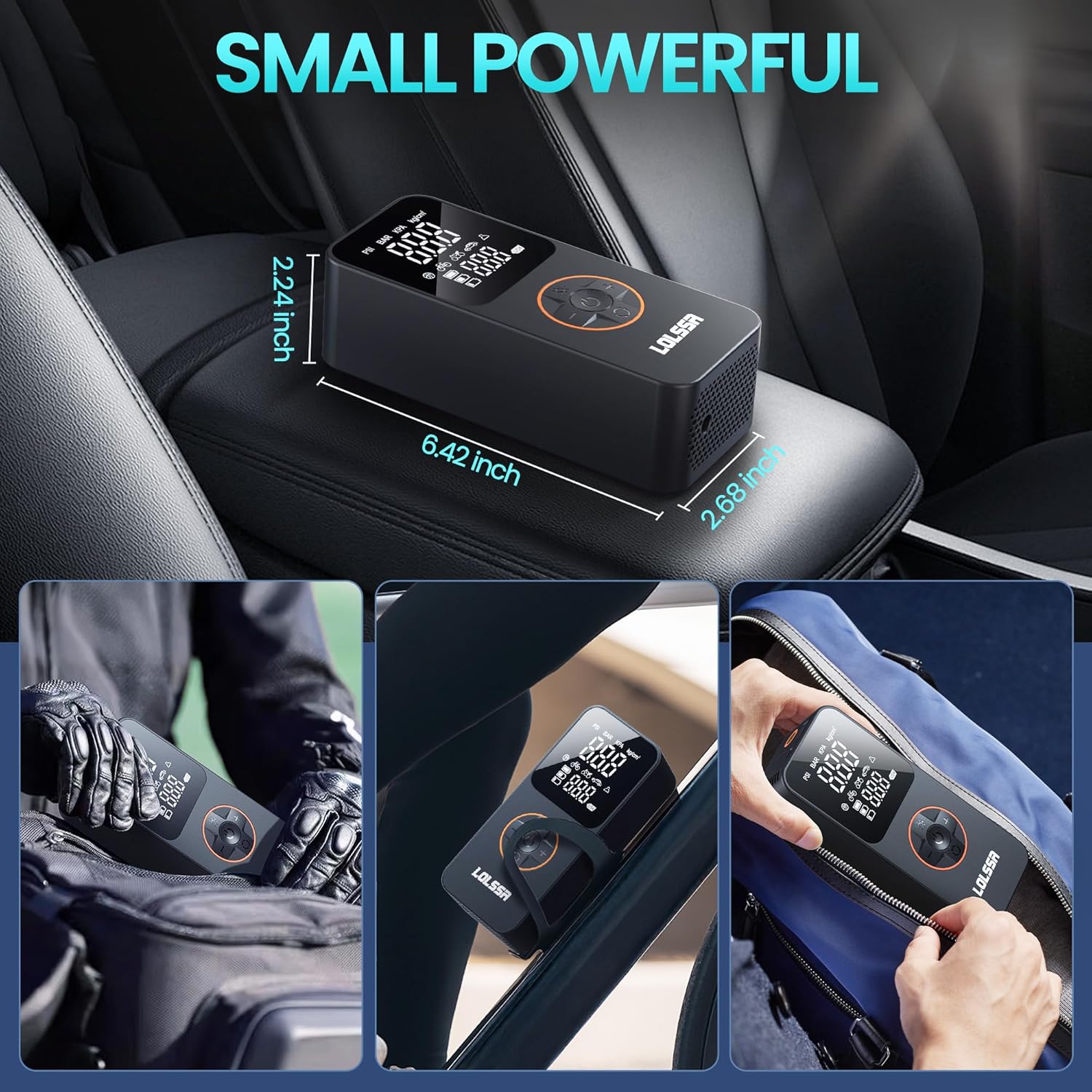 Tire Inflator Portable Air Compressor-Air Pump 20000mAh & 150PSI Rechargeable Power Tool for Car, Motorcycle, Bicycle, Sphere Vehicle with Pressure Gauge, Dual Purpose