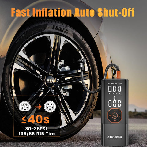 Tire Inflator Portable Air Compressor-25000mAh&180PSI Car Tire Air Pump-With Pressure Gauge for Motorcycle, Bicycle, Ball Bike, Dual Purpose