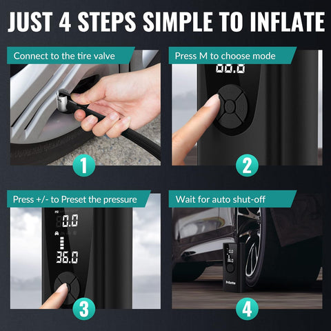 150 PSI Portable Air Compressor-Upgraded 20000 mAh Air Pump (For Car) Electric Tire Inflator-With Pressure Gauge,Emergency Light (For Motor,Bike,Ball Car)
