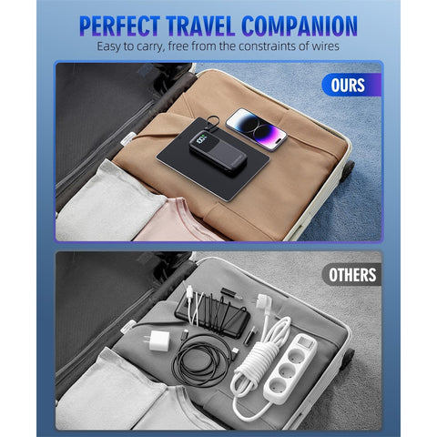 Portable Charger, 15000mAh Battery Pack Fast Charging Lightweight, Built-in AC Wall Plug and 2 Output Cables with LED Display for iPhone15 14 13 12 11 Samsung iPad etc