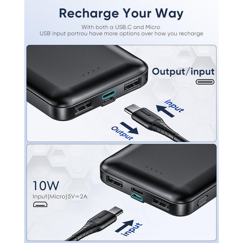 Portable-Charger - 2 Pack 15000mAh Dual USB Power Bank Output 5V3.1A Fast Charging Portable Charger Compatible with Smartphones and All USB Devices