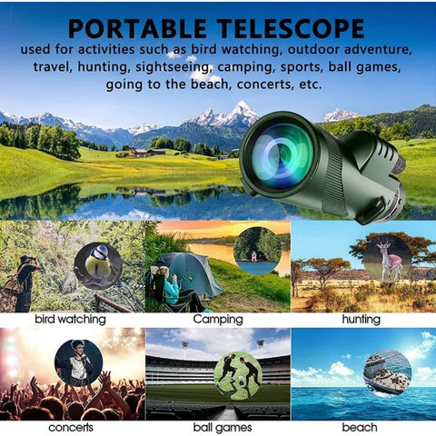 Adult HD 80x100 Monocular with Tripod, Monocular with BAK4 Prism for Outdoor Camping, Traveling, Wildlife Watching