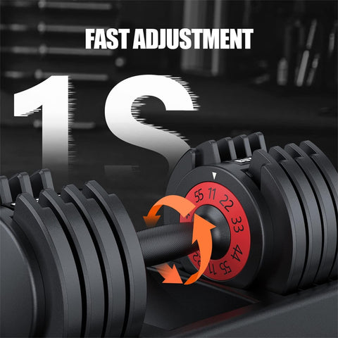 Adjustable Dumbbells 55LB 5-in-1 Single Dumbbells with Non-Slip Metal Handles, Adjustable Weights, Ideal for Home Gym Workouts