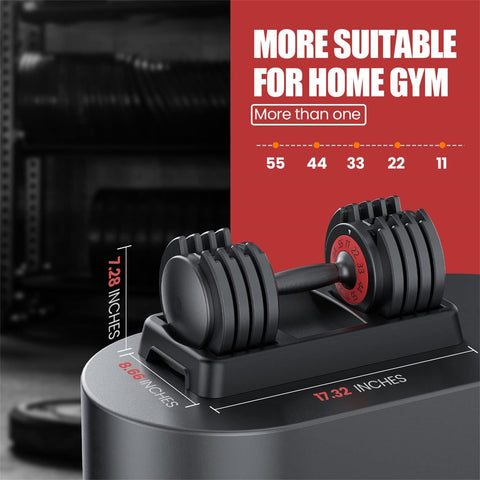 Adjustable Dumbbells 55LB 5-in-1 Single Dumbbells with Non-Slip Metal Handles, Adjustable Weights, Ideal for Home Gym Workouts