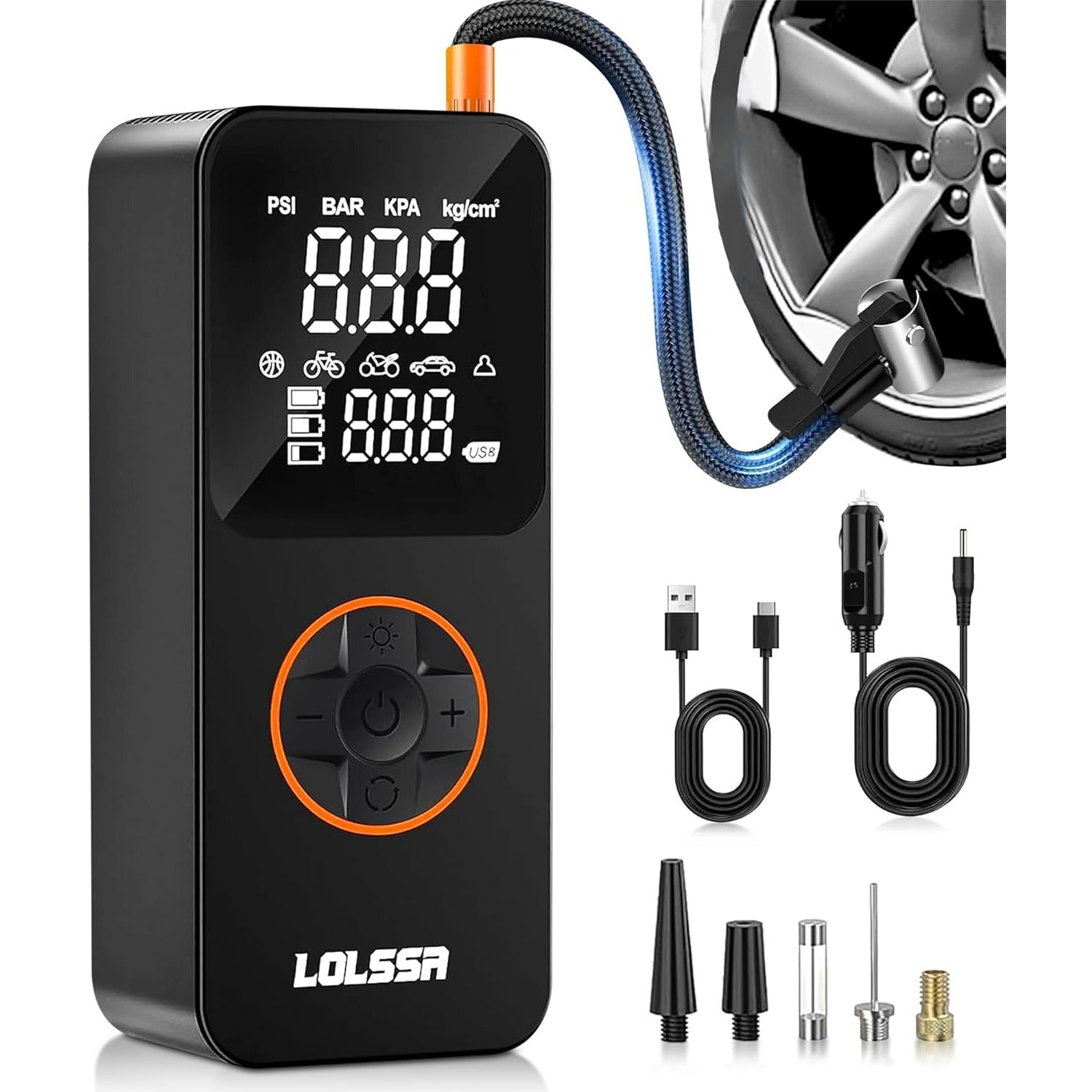Tire Inflator Portable Air Compressor-Air Pump 20000mAh & 150PSI Rechargeable Power Tool for Car, Motorcycle, Bicycle, Sphere Vehicle with Pressure Gauge, Dual Purpose