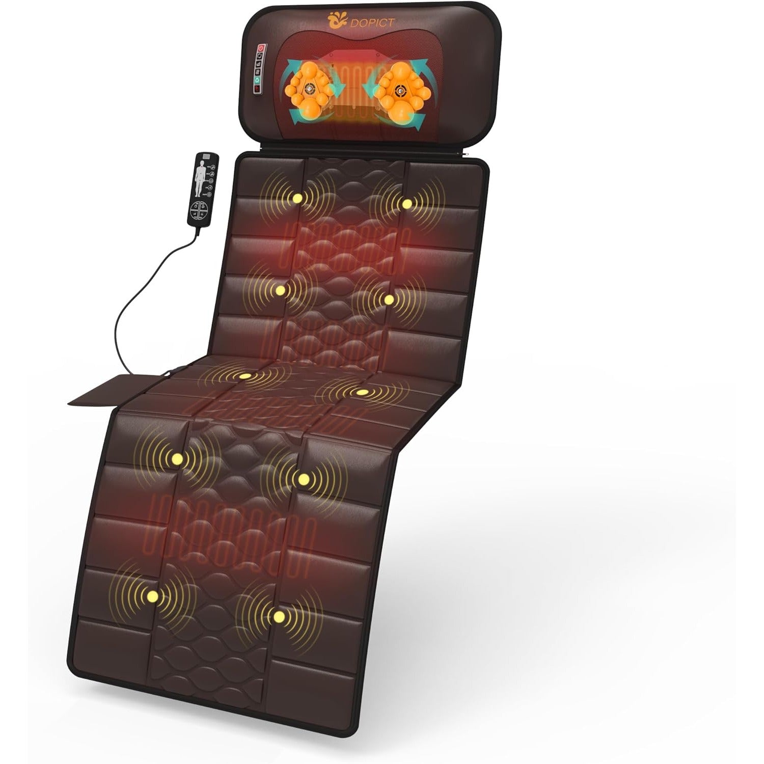 Massage-Mat, Detachable Neck Massager, Full Body Vibration Heating, with 10 Vibrating Motors and 9 Speed Settings for Home Office Use