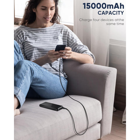 Portable-Charger - 2 Pack 15000mAh Dual USB Power Bank Output 5V3.1A Fast Charging Portable Charger Compatible with Smartphones and All USB Devices