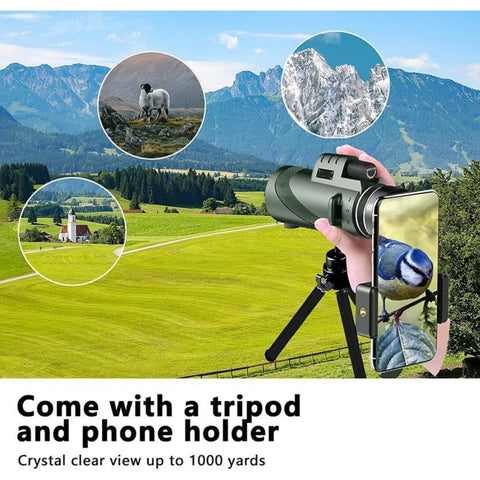 Adult HD 80x100 Monocular with Tripod, Monocular with BAK4 Prism for Outdoor Camping, Traveling, Wildlife Watching