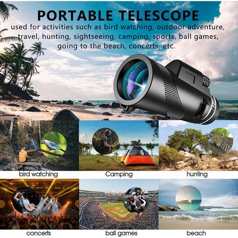 80x100 Monoculars-Smartphone Binoculars High-power Binoculars for Adults Stargazing Hunting Birdwatching Traveling Camping Hiking